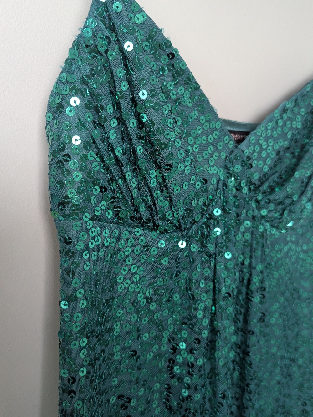 BETSEY JOHNSON Vintage Emerald Sequin Slip Party Dress - Size 0 - Picture 7 of 8